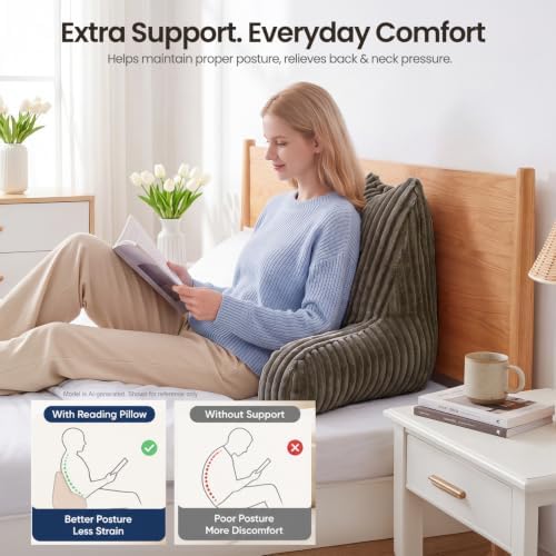Reading Pillow for Sitting up in Bed, Adjustable Memory Foam Bed Rest Pillow - Image 3