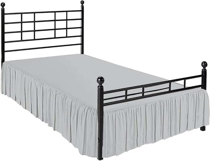 Sleepwell Light Grey Solid, Queen Size Ruffled Bed Skirt 12 Inch Drop Split Corner,100 Percent Pure Egyptian Cotton 400 Thread Count, Wrinkle & Fade Resistant