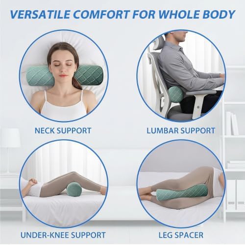 3.1" Small Neck Roll Memory Foam Pillow Cylinder, Detachable Cover - Image 6