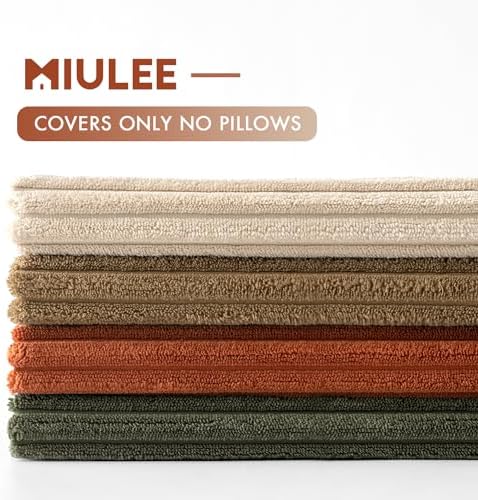 MIULEE Fall Corduroy Decorative Throw Pillow Covers Rust-Olive Green 20x20 - Image 6
