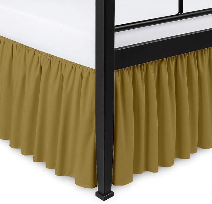 Ruffled Bed Skirt Split Corners with Platform, Tailored Fit Hotel Quality Wrinkle Free Ultra-Soft Microfiber Dust Ruffle, Upto 24 Inch Drop, Twin, Taupe