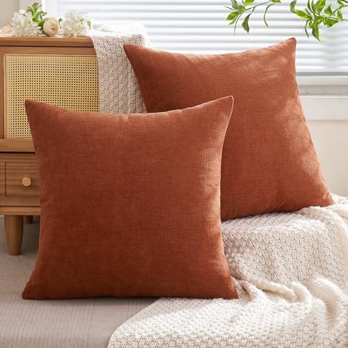 MIULEE Fall Rust Chenille Couch Euro Throw Pillow Covers - Image 4
