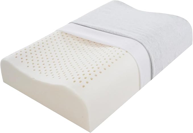 Cervical Neck Pillow for Pain Relief - Ergonomic Organic Nature Latex Foam Contour Pillows for Side, Back Sleepers, Medium Firm Soft Pillow for Neck Support with Breathable Cover (3.9"/4.7")