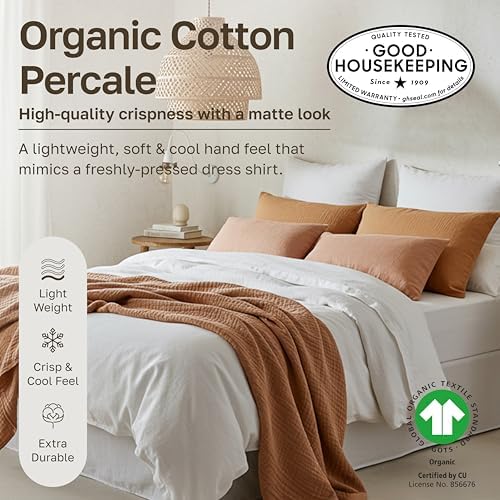 California Design Den 2 Pack 100% Organic Cotton Twin Sheets, Bright White - Image 2