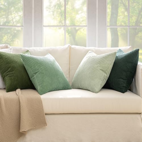 MIULEE Soft Corduroy Decorative Throw Pillow Covers Forest Green 18x18 - Image 2
