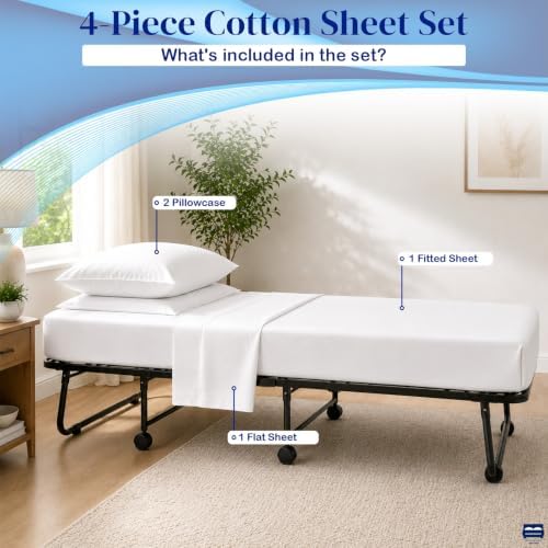 Cottingon 4 PC Cot Sheet Set 30"X75", Egyptian Cotton - Image 4