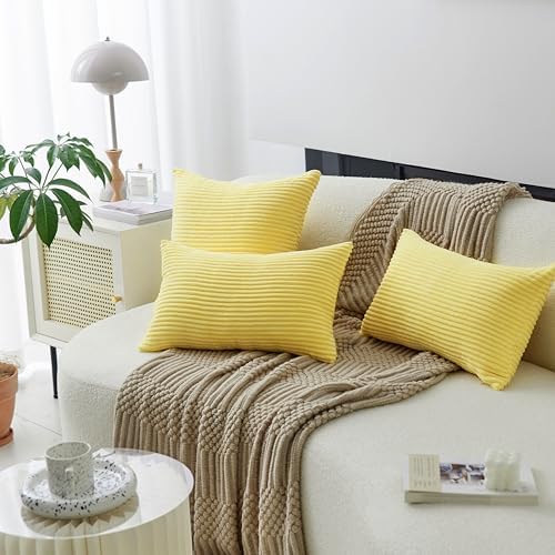 Home Brilliant Yellow Euro Pillow Shams 60x60 cm Set of 2 - Image 2