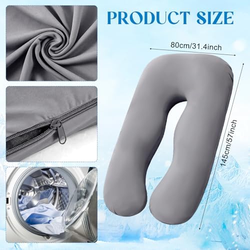 Hahafelt Cooling Pregnancy Pillow Cover 57 Inch Large U Shaped Full Body - Image 2
