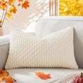 Kevin Textile Soft Corduroy 16"x24" Lumbar Pillow Cover 1 Pack, Cream White by KevinTextile