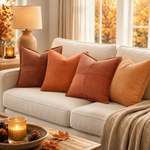 MIULEE Fall Burnt Orange Decorative Lumbar Throw Pillow Covers - Image 3