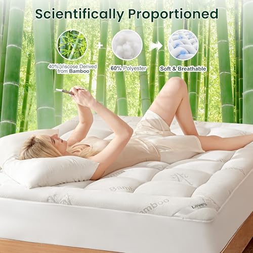 Love's cabin Queen Mattress Topper Viscose Derived from Bamboo, Thick Pillow - Image 4
