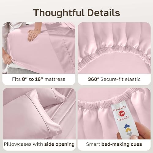 California Design Den Soft 100% Cotton Sateen Queen Sheet Set - Image 4