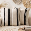 ANRODUO Boho Decorative Pillow Covers 18x18 Pack of 2 Black-White Stripe 2 by ANRODUO