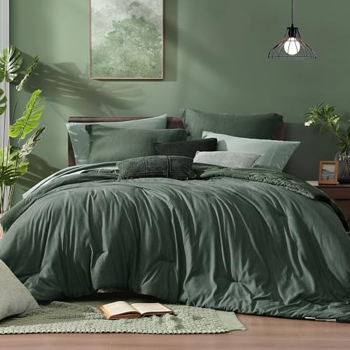 Monbix Super King Plus Comforter Set Deep Forest 7 Pieces Bed in a Bag by Monbix