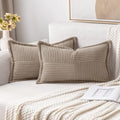 MIULEE Decorative Lumbar Throw Pillow Covers 12x20 Inch Light Brown 2 Pack by MIULEE
