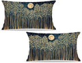 Rustic William Morris Inspired Night Forest Green Moon Decor Pillow Covers by Unknown