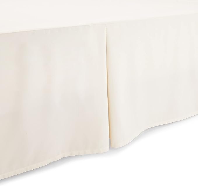 Amazon Basics Lightweight Pleated Soft Machine Washable Bed Skirt, King Size, Off White, Solid