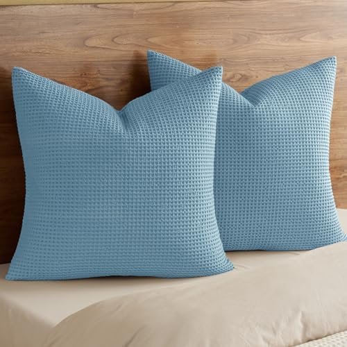 PHF 100% Cotton Waffle Weave Throw Pillow Cover, No Filling, 2 Pack Elegant by PHF