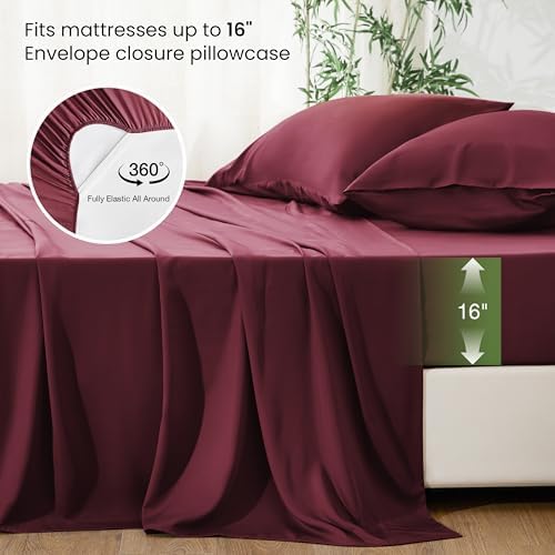 Love's cabin 4 Piece Queen Sheet Set, 100% Rayon Derived from Bamboo, Cooling & - Image 4