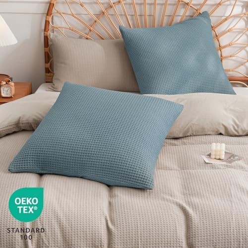 PHF 100% Cotton Waffle Weave Throw Pillow Cover, No Filling, 2 Pack Elegant - Image 2