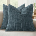 MIULEE Chenille Textured Throw Pillow Covers Blue 20x20 Set of 2 by MIULEE