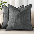 decorUhome Chenille Throw Pillow Covers 26x26 Set of 2, Dark Grey by decorUhome