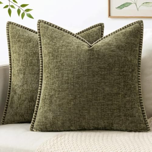 MIULEE Decorative Couch Throw Pillow Covers 18x18 Inch Olive Green 2 Pack by MIULEE