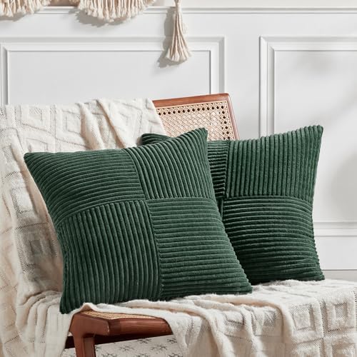 Fancy Homi Set of 2 Dark Green Boho Decorative Throw Pillow Covers 18x18 Inch by Fancy+Homi