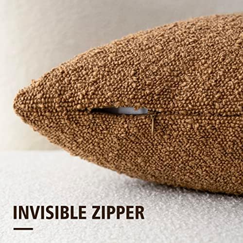 Foindtower Textured Boucle Lumbar Throw Pillow Covers 12x20 Rust Tobacco - Image 2