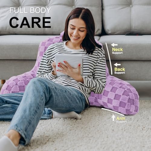 Aimuan Reading Pillow Checkered Bed Rest Wedge Backrest Checkerboard Pillow - Image 4