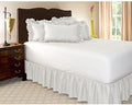Rajlinen Ruffled Bed Skirt Queen, 18 Inch Drop Dust Ruffle with Split Corners, 100% Microfiber Bedskirt with Platform, Three-Sided Coverage Ruffled Gathering Design, White