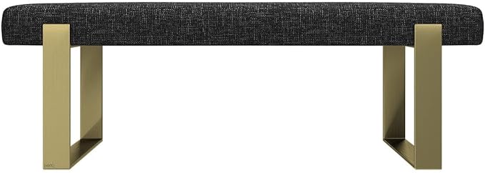 VANT Upholstered Bed Bench - Weave Prestige - Burnished Brass - Contemporary Modern, Bedroom Bench Seat, Hallway, or Entryway