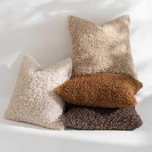 MIULEE Decorative Faux Fur Pillow Covers Sherpa 18x18 Chocolate - Image 5