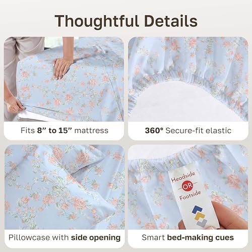 California Design Den Soft 100% Cotton Sateen Twin Bed Sheet Set - Image 5