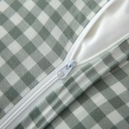 Mywinlle Dusty Green Gingham Plaid Ruffle Throw Pillow Covers 24"x24" - Image 4