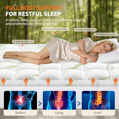 Sweetcrispy Full Size Cooling Bamboo Mattress Topper - Image 5