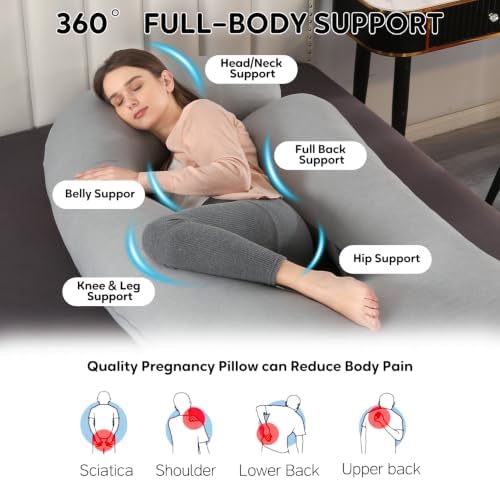U Shaped Pregnancy Pillow for Sleeping, Maternity Body Pillow for Women - Image 3
