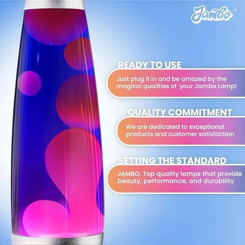 JAMBO 16" Beautiful Liquid Lamp- Blue with Purple Wax, Relaxing Magma Light, Night Light Nightlight, Home Decor Living Room Office Bedroom Lamp for Adults Teens Kids - Image 3