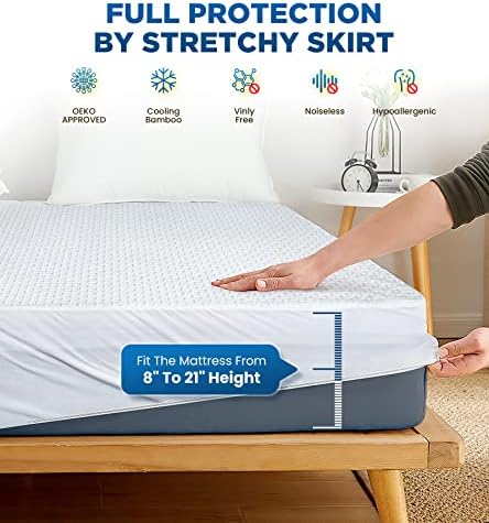 100% Waterproof Queen Mattress Protector Breathable Cooling 3D Air Fabric - Image 6