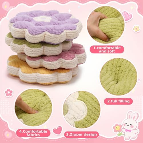 Reginary Briwooody 5 Pcs Flower Pillow, Flower Shaped Plush Throw Pillow - Image 3