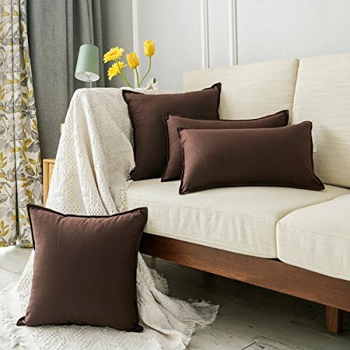 Jeanerlor Pack of 2 Cotton Linen Soft Soild Decorative Square Throw Pillow - Image 4