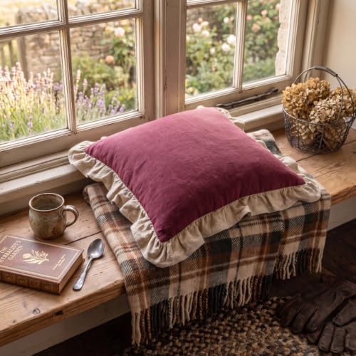 patdrea Vintage Red Linen Throw Pillow Covers - Image 3