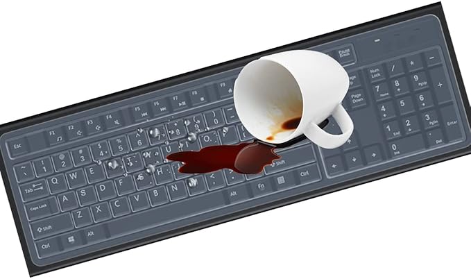 (2 Pack) Universal Clear Anti-Dust Keyboard Skin Protector Cover for 104/107 Keys Standard Desktop Keyboard Reusable Waterproof Keyboard Cover