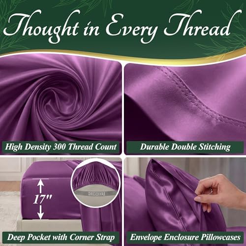 DECOLURE 100% Viscose Derived from Bamboo Sheets Full Size, Luxury 6 Pc Set - Image 4