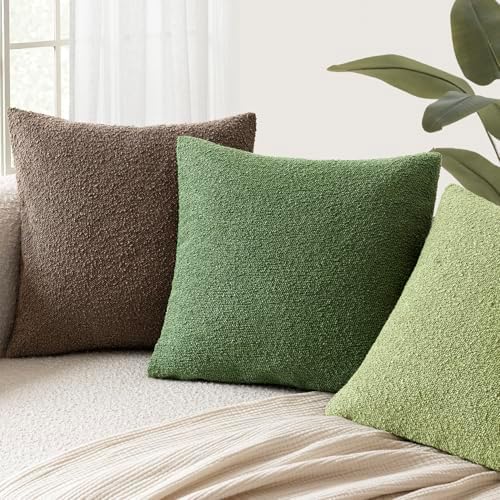 Foindtower Decorative Textured Boucle Throw Pillow Cover 18x18 Forest Green - Image 5