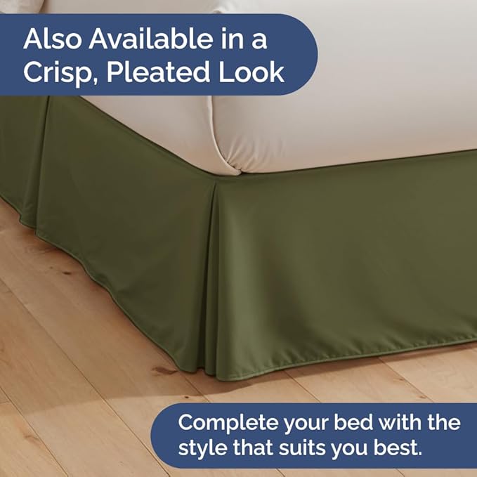 Bedskirt King Size Ruffle - 18 inch Drop Dust Ruffle Bed Skirt with Platform - Soft, Easy Fit, Premium Hotel Quality - Wrinkle, Fade & Shrink Resistant - for Women, Men, Kids and Teens - Sage Green