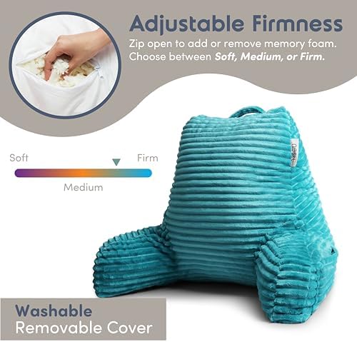 Nestl Reading Pillow with Shredded Memory Foam, Luxe Cut Plush Back Pillow - Image 4
