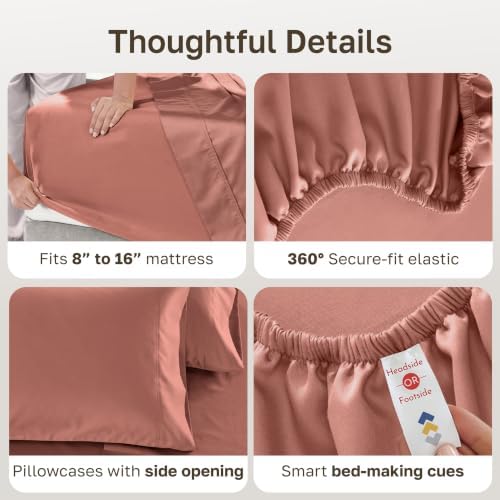 California Design Den Luxury 600 Thread Count Cal King Sheets, Terracotta - Image 4