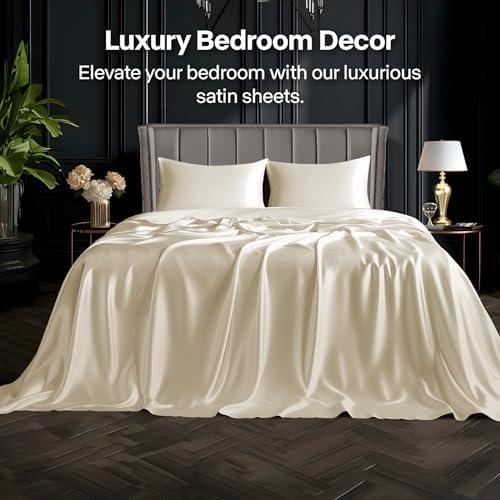 BEDELITE Satin Sheets Queen Size Bed Set, 4 Pieces - Image 2