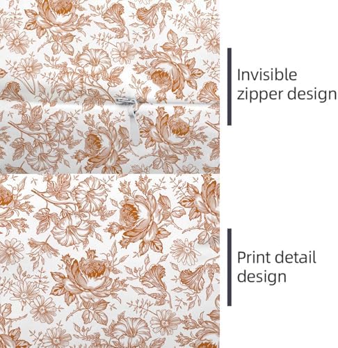 Orange and White Porcelain Floral Throw Pillow Cases Queen Size Set of 2 - Image 6